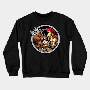 Minotaur vs Spartan Arm Wrestling Crewneck Sweatshirt